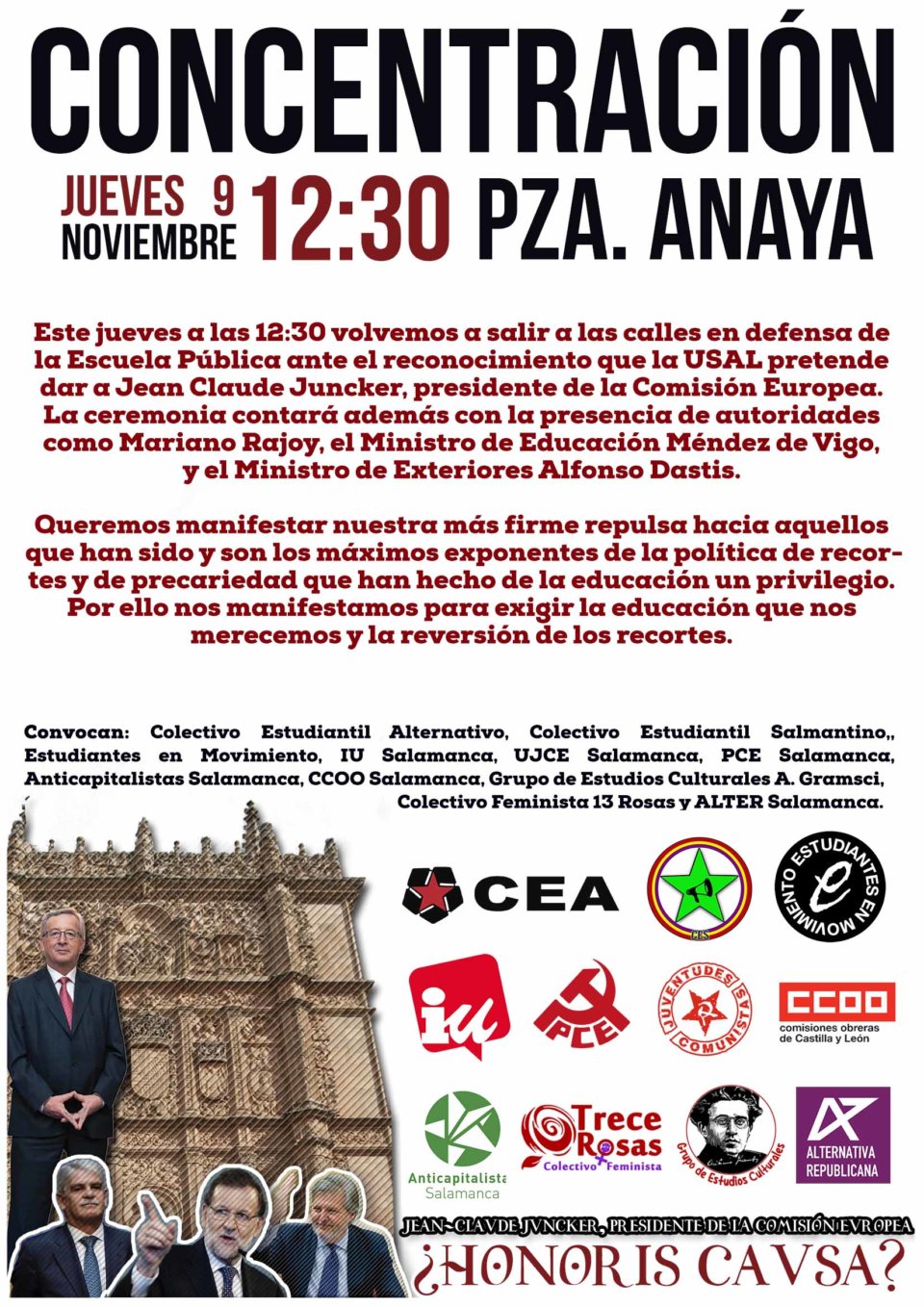 Concentración Por la Escuela Pública CEA Plaza de Anaya Salamanca Noviembre 2017