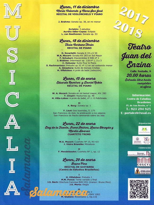 Aula Teatro Juan del Enzina Musicalia 2017-2018 Centro de Estudios Brasileños Salamanca