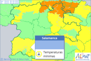 Salamanca espera una fin de semana de alertas amarilla y temperaturas mínimas