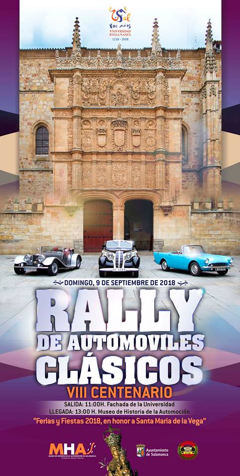 Ferias y Fiestas 2018 Rally de Automóviles Clásicos Escuelas Mayores MHAS Salamanca Septiembre