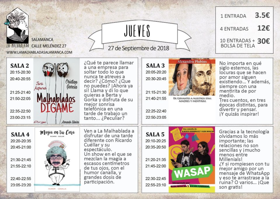 La Malhablada I Festival de Microteatro 27 de septiembre de 2018 Salamanca