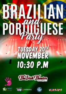The Irish Theatre Brazilian and Portuguese Party Salamanca Noviembre 2018