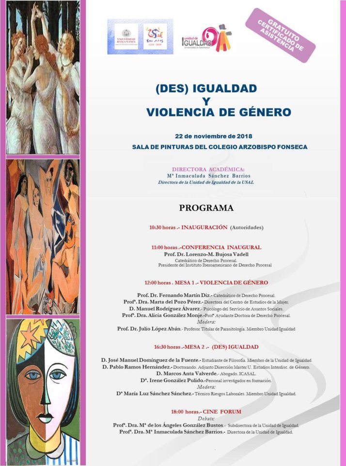 Colegio Arzobispo Fonseca (Des) Igualdad y Violencia de Género Salamanca Noviembre 2018