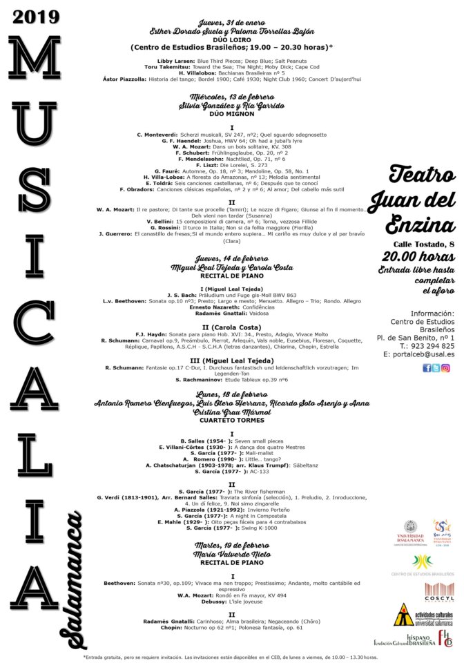 Centro de Estudios Brasileños Musicalia 2019 Salamanca