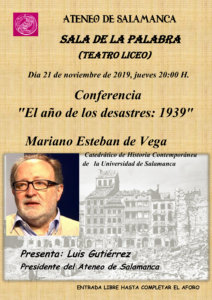 Teatro Liceo Mariano Esteban de Vega Ateneo de Salamanca Noviembre 2019