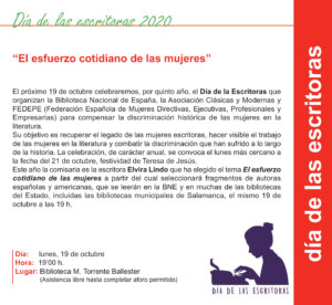 Torrente Ballester Día de las Escritoras 2020 Salamanca Octubre