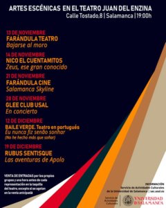 Artes Escénicas en el Teatro Juan del Enzina Universidad de Salamanca Noviembre diciembre 2020