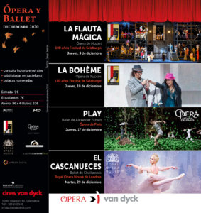 Cines Van Dyck Ópera y Ballet Diciembre 2020 Salamanca