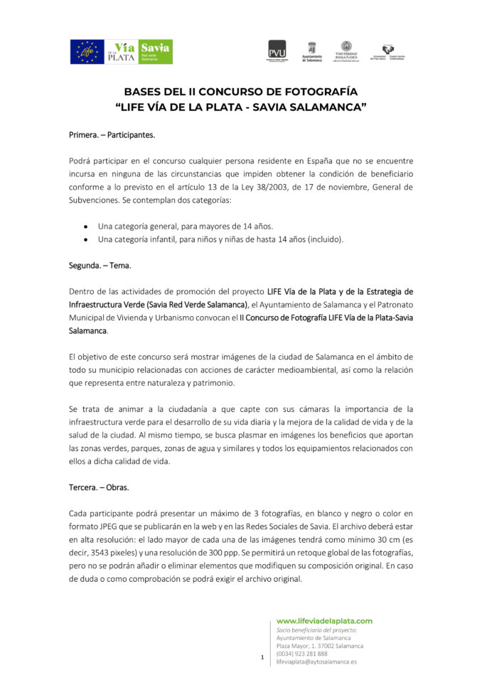 El Ayuntamiento de Salamanca convoca el II Concurso de Fotografía LIFE Vía de la Plata-Savia Salamanca