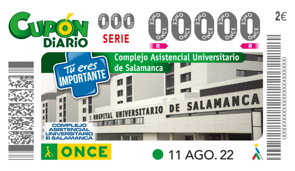 El Complejo Asistencial Universitario de Salamanca imagen del cupón de la ONCE
