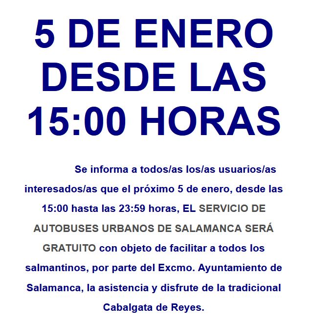 Autobuses gratis para recibir a los Reyes en Salamanca en 2023
