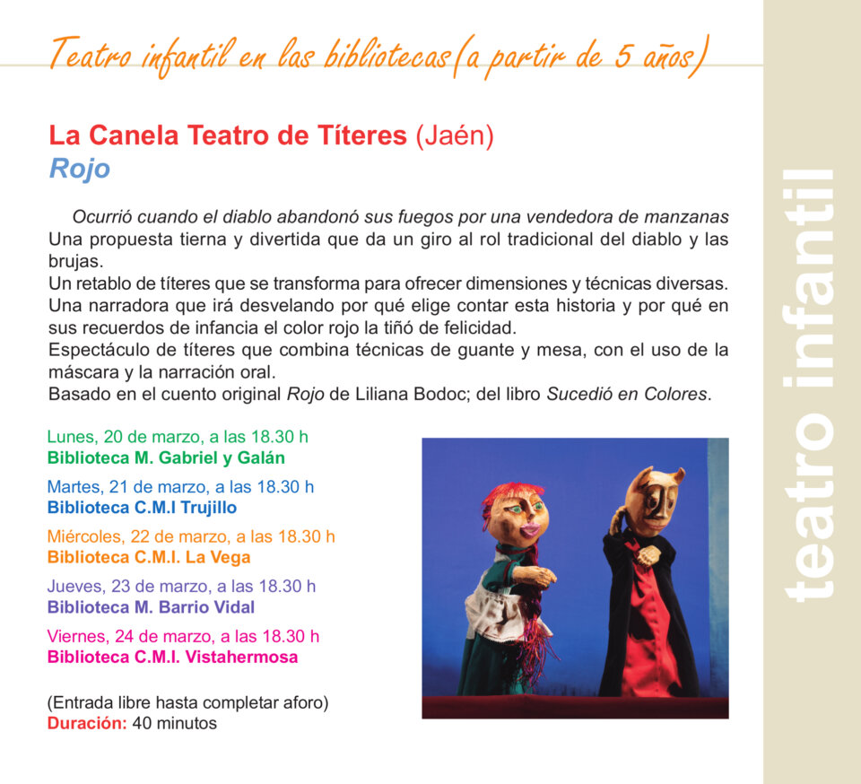 Salamanca La Canela Teatro de Títeres Marzo 2023