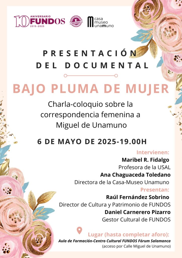Centro Cultural FUNDOS Fórum Bajo pluma de mujer Salamanca Mayo 2025