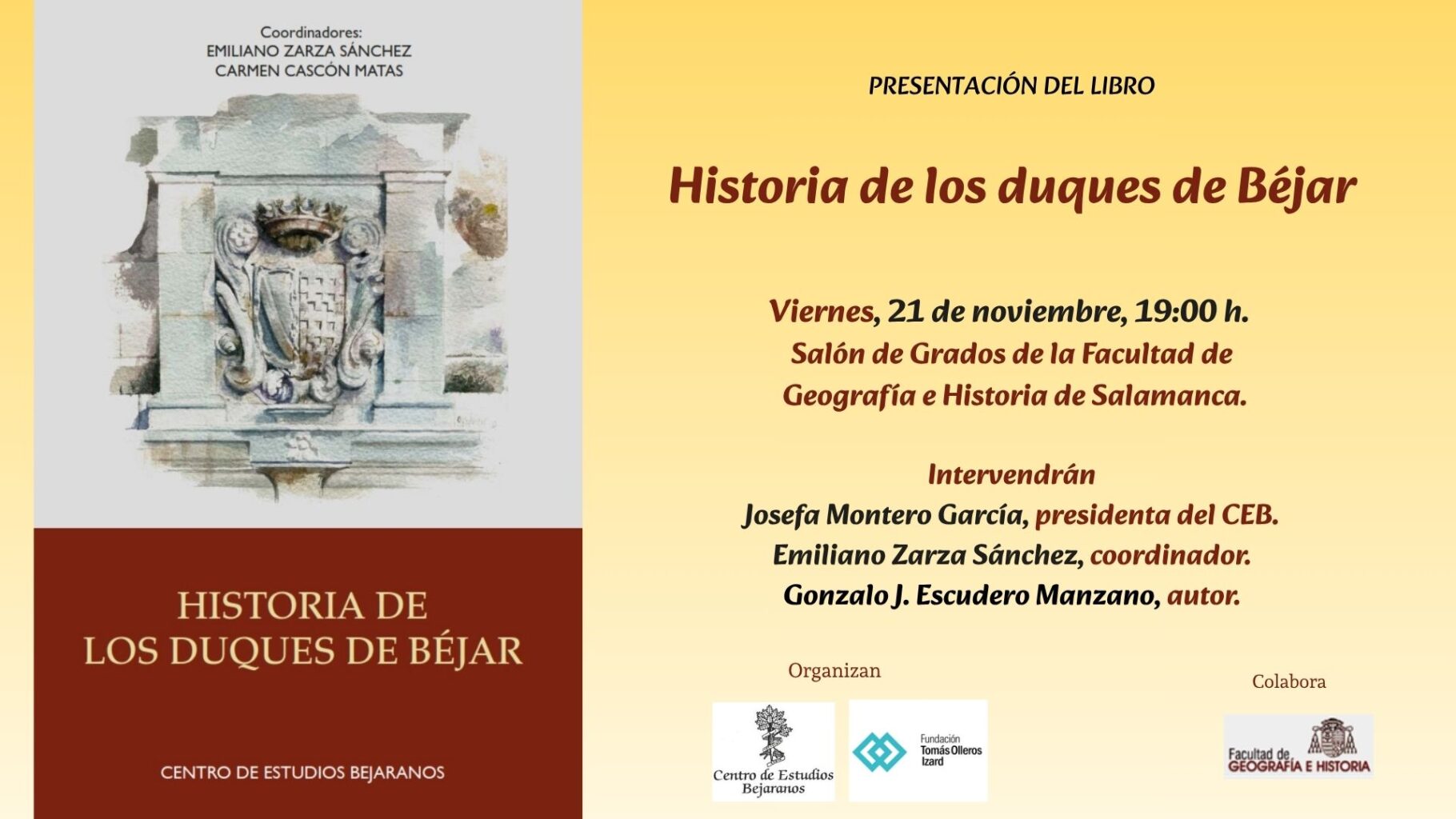 Facultad de Geografía e Historia Historia de los duques de Béjar Salamanca Noviembre 2025