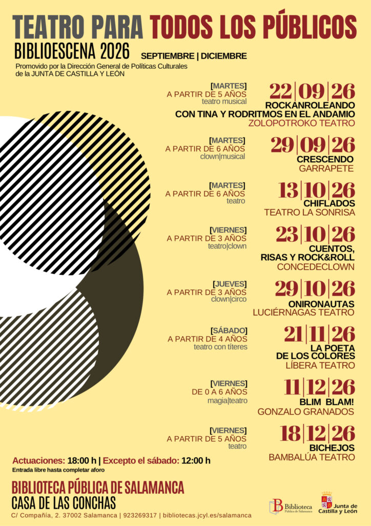 Biblioescena Teatro para Todos los Públicos 2026 en la Casa de las Conchas Salamanca-11.12.2026