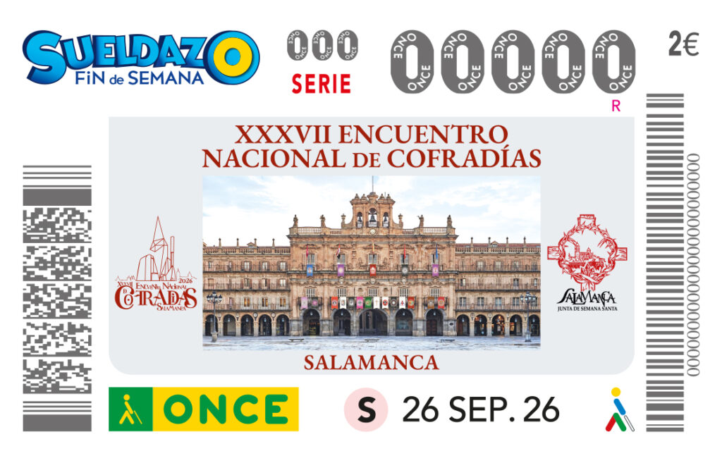 El cupón de la ONCE difunde el XXXVII Encuentro Nacional de Cofradías, que tendrá lugar en Salamanca