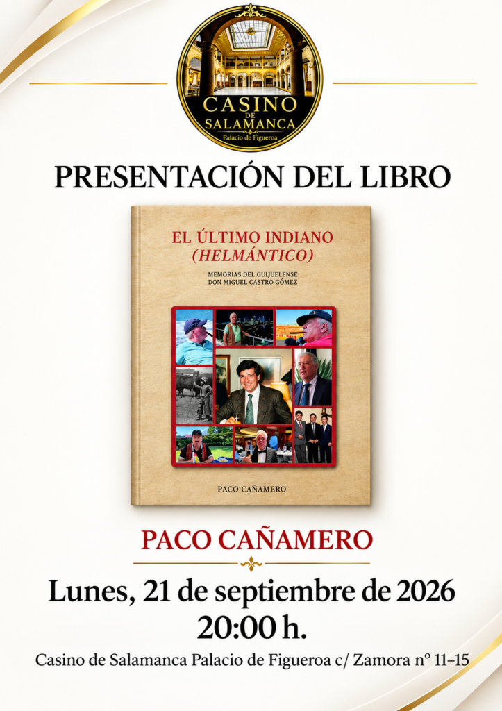 Paco Cañamero en el Casino de Salamanca septiembre 2026