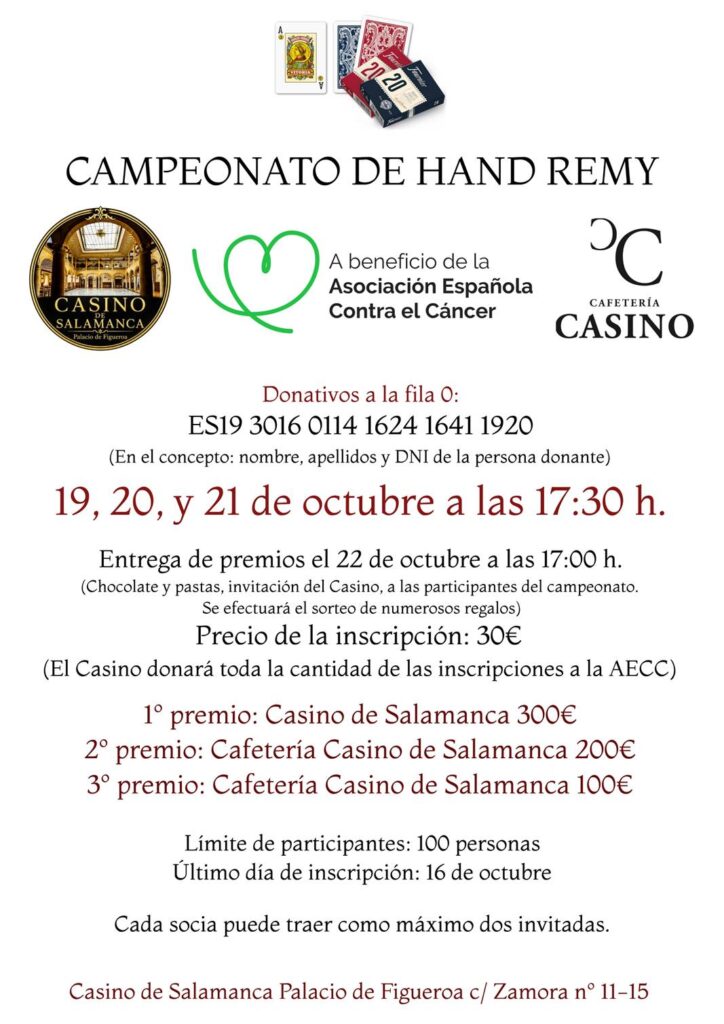 Campeonato de Hand Remy en el Casino de Salamanca octubre 2026
