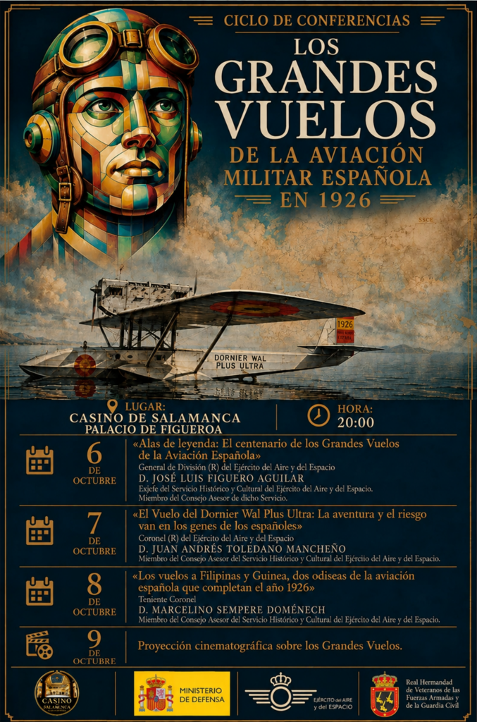 Los grandes vuelos de la Aviación Militar Española en 1926 en el Casino de Salamanca octubre 2026